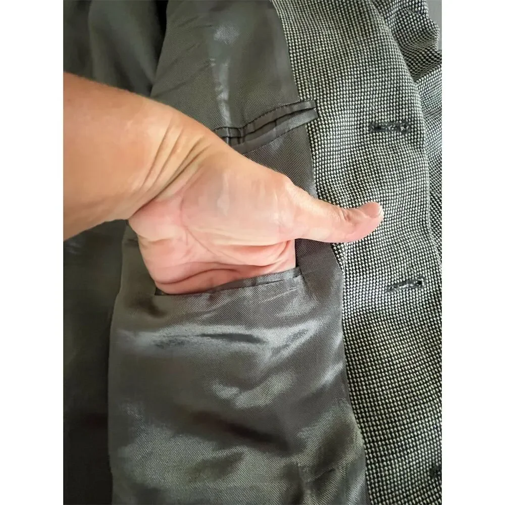 Ralph Lauren Men's Vintage Gray‎ Check Blazer Size 43 L Formal 3-Button
